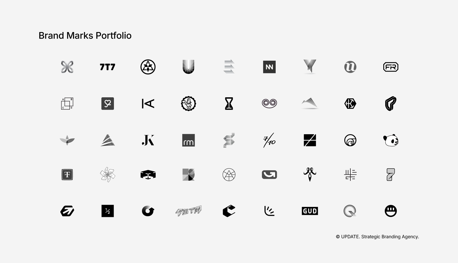 Brand Marks Portfolio — знаки та логотипи, створені UPDATE AGENCY